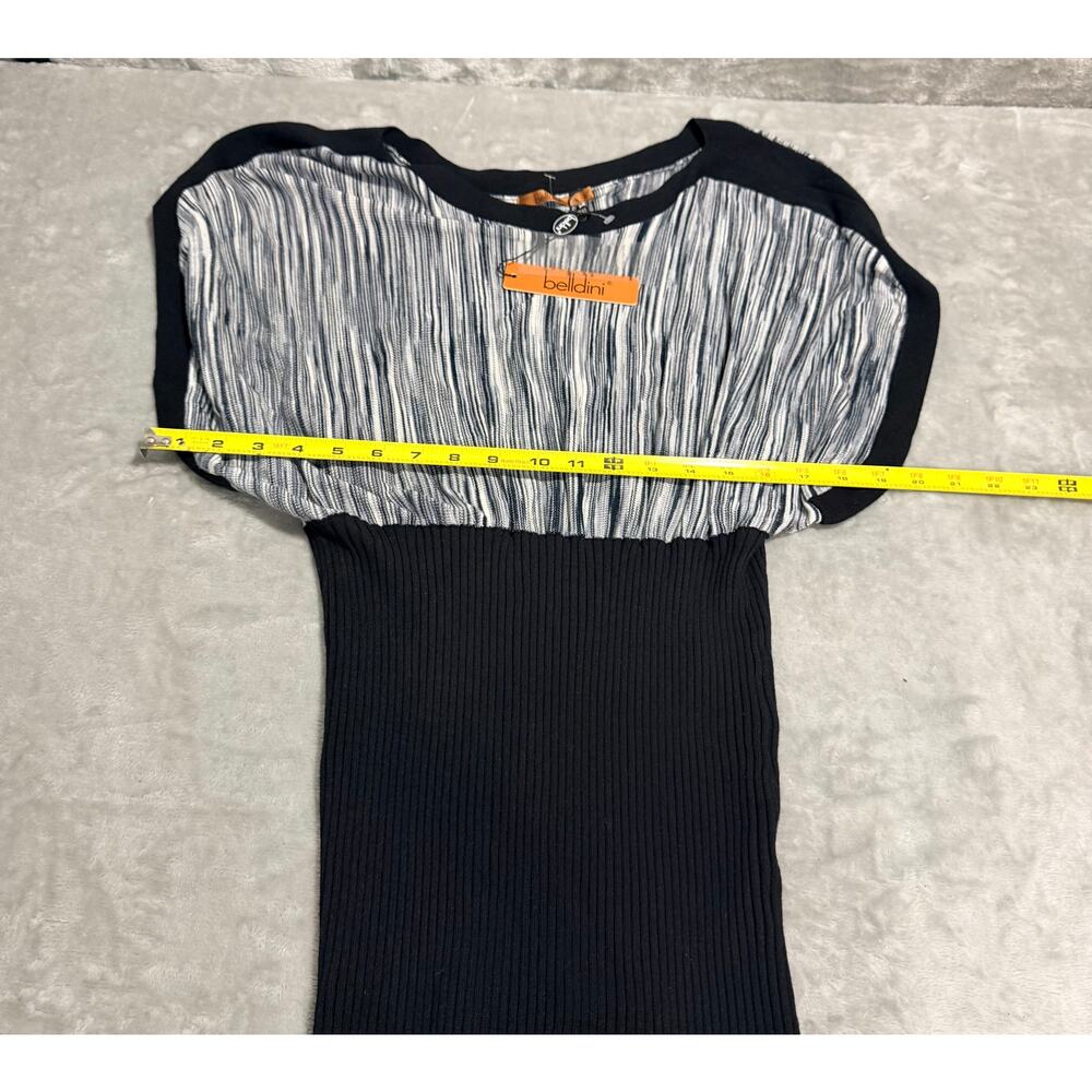 NWT Belldini Dolman Sleeve Ribbed Knit Blouse Black Gray Size Large - Picture 11 of 12